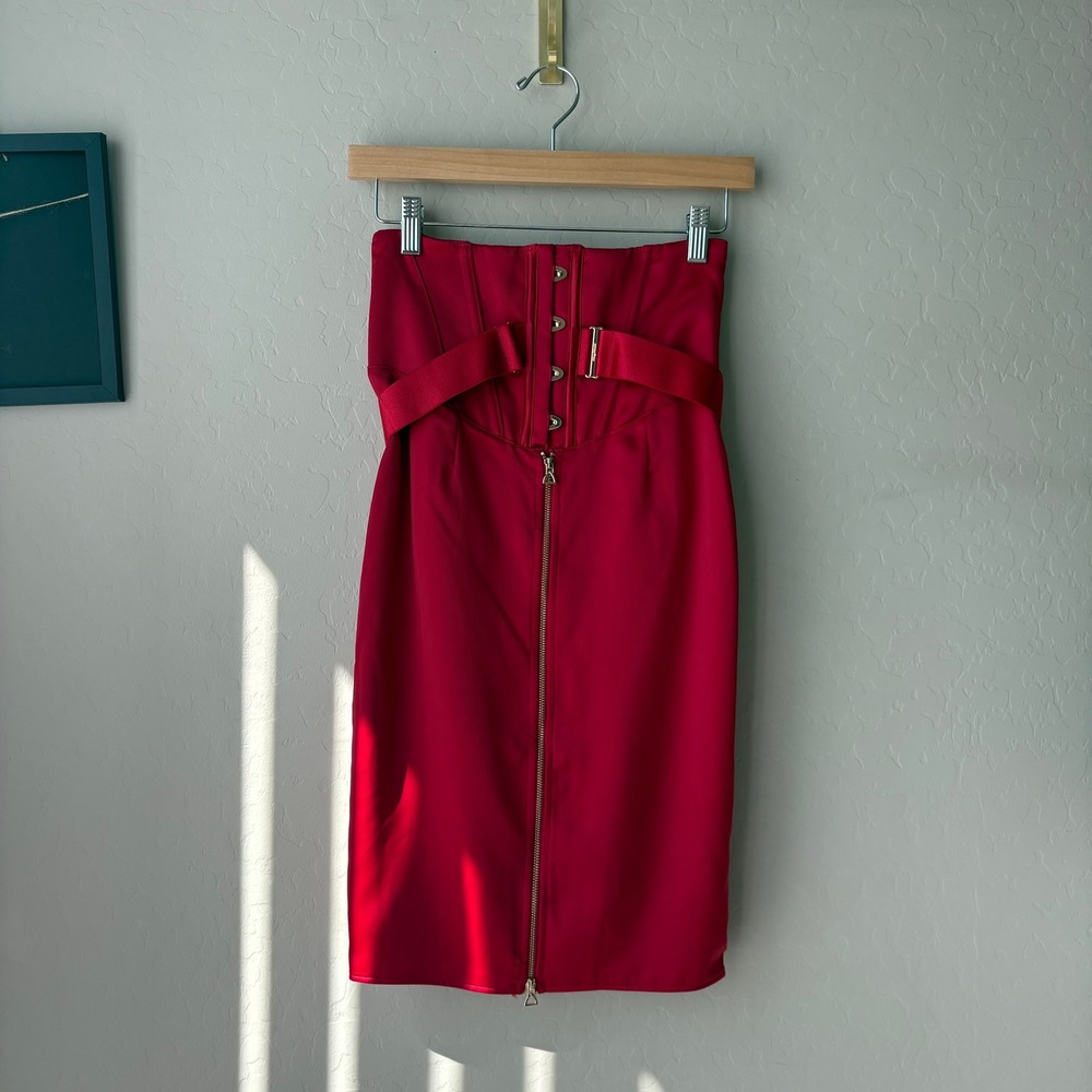 NWT Honey Birdette Chastity Skirt Red Corset Pencil Skirt Size Small
